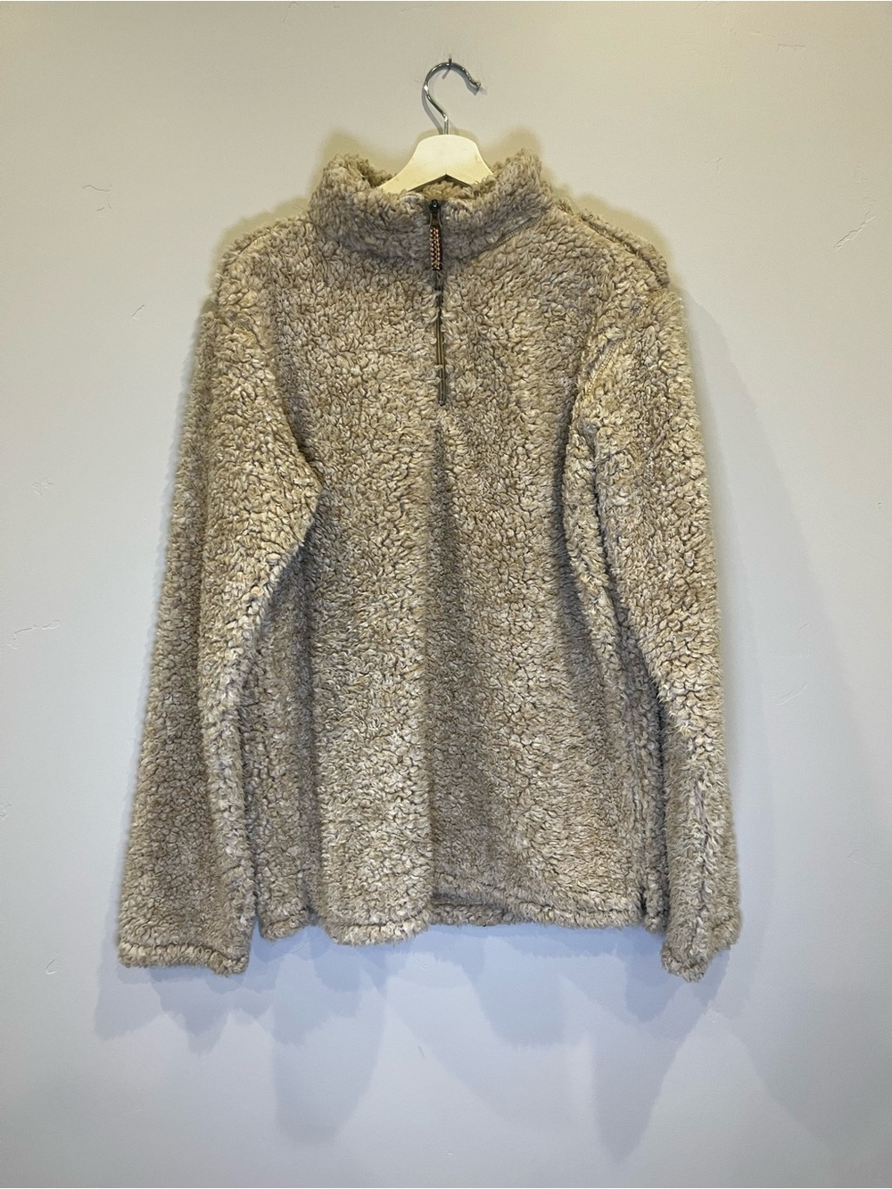 Vintage 1946 Beige Sherpa Quarter-Zip Hoodie